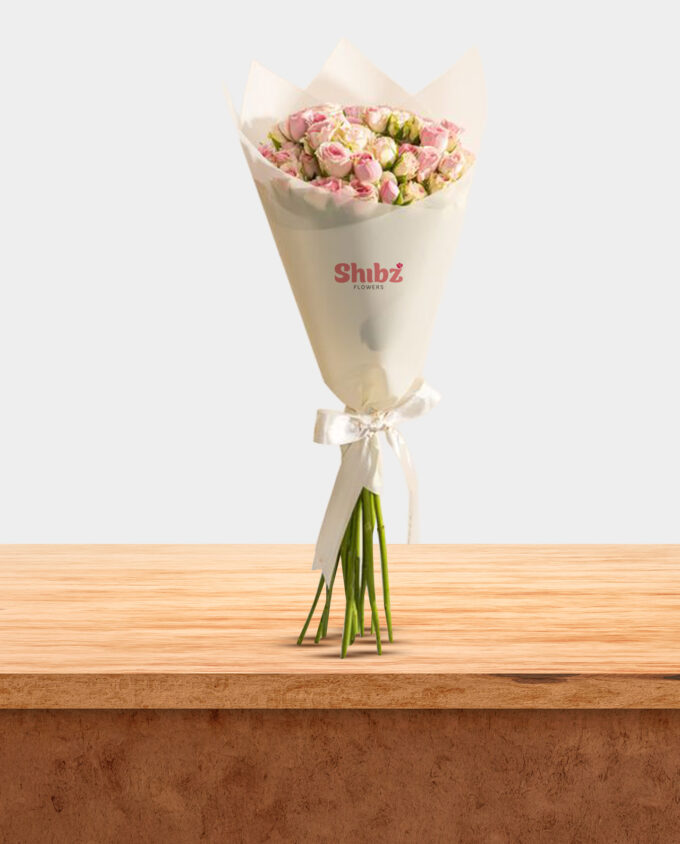 pink welcome heart bouquet - Image 3