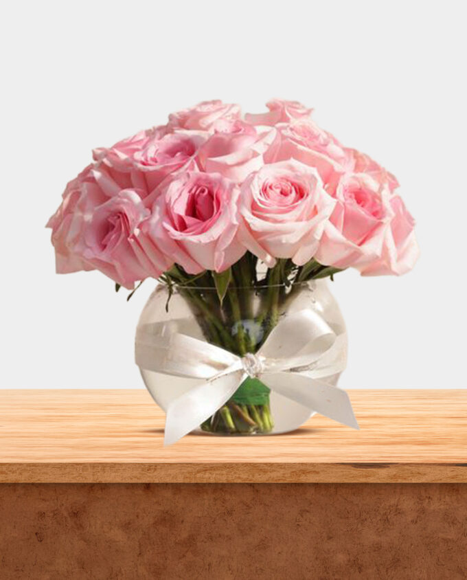 Blushing Beauty Rose Vase