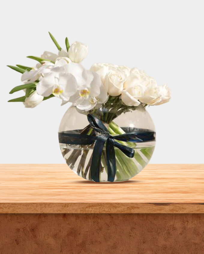 golden peach rose vase - Image 3
