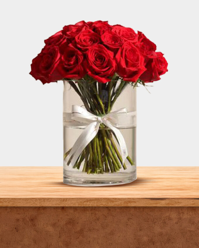 Scarlet Elegance Rose Vase