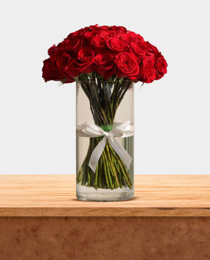 Timeless Flame Rose Vase